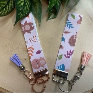 Cute Fall Animals Faux Leather Keychain (price is for 1)